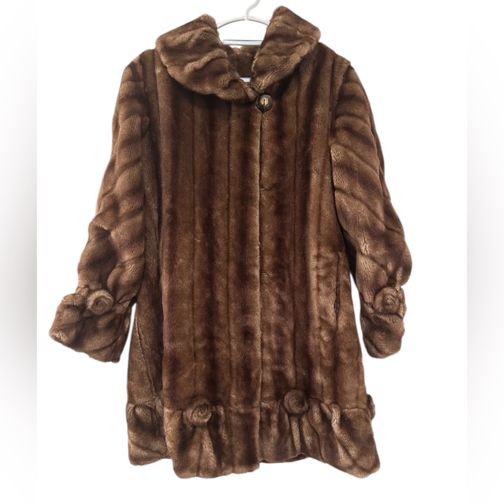 Pamela McCoy Brown Faux Fur Coat